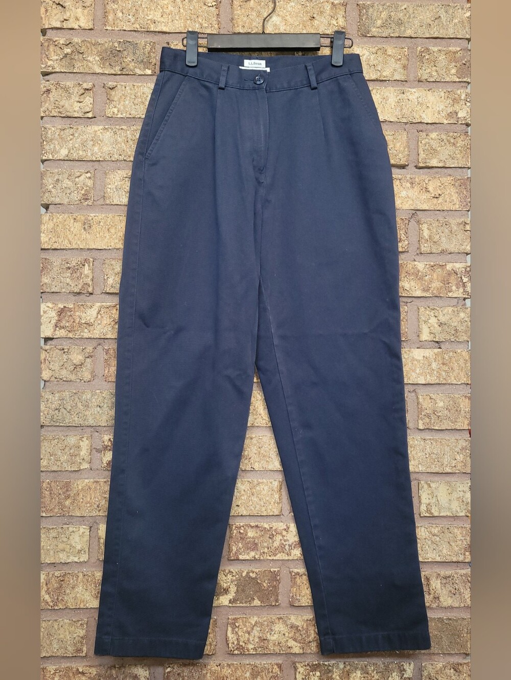 L.L. Bean Straight-Leg Chino Pants Navy 100% Cotton Size 4 Petite Business